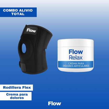 Decile chau al dolor de rodillas – Combo 2 en 1 validado por kinesiólogos | Rodillera Flex + Crema Flow Relax
